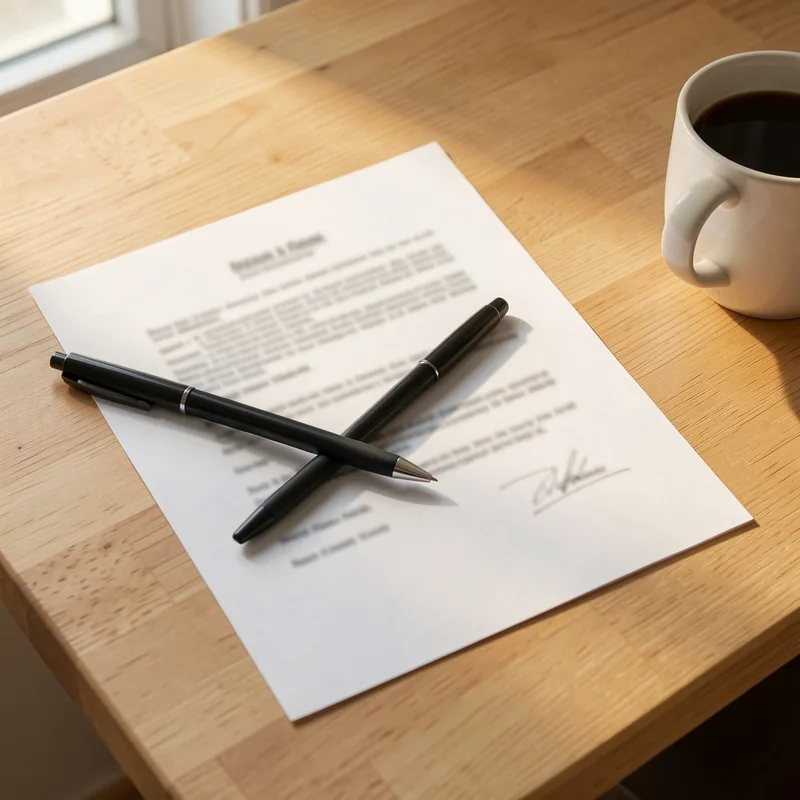 Attestation d&rsquo;entretien de chaudière posée sur une table de cuisine avec un stylo, cadrage rapproché sur le document